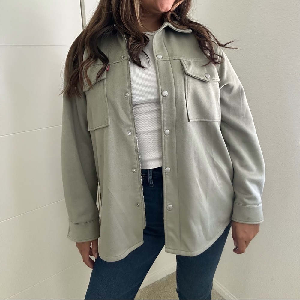 FAUX SUEDE SHIRT JACKET